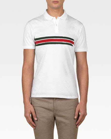 gucci green red green stripe polo shirt|Gucci navy striped polo shirt.